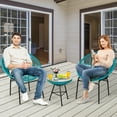 thumbnail image 3 of Patiojoy 3 PCS Patio Furniture Set Outdoor PE Chairs & Table Set for Yard Poolside Garden Turquoise, 3 of 6