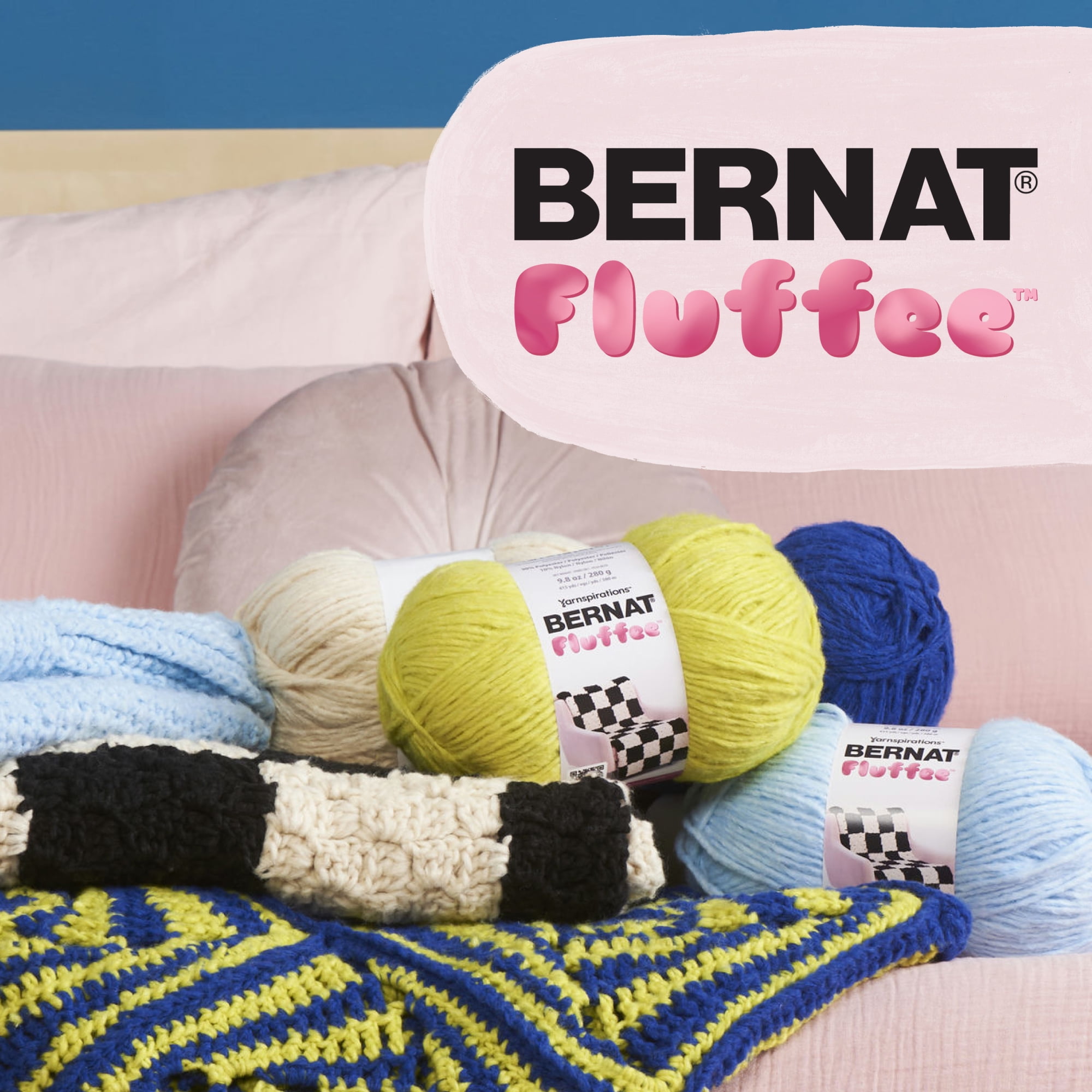 Bernat® Fluffee™ #5 Bulky Blend Yarn, Sunshine Yellow 9.8oz/280g 415 Yards