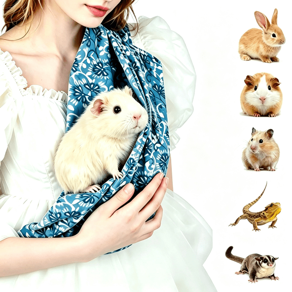 GASTROPOD Guinea Pig & Bearded Dragon Carrier,2-In-1 Guinea Pig Backpack and Sling,Soft Coral Fleece Bonding Pouch,Portable Travel Carrier Bag for Small Pets,Blue
