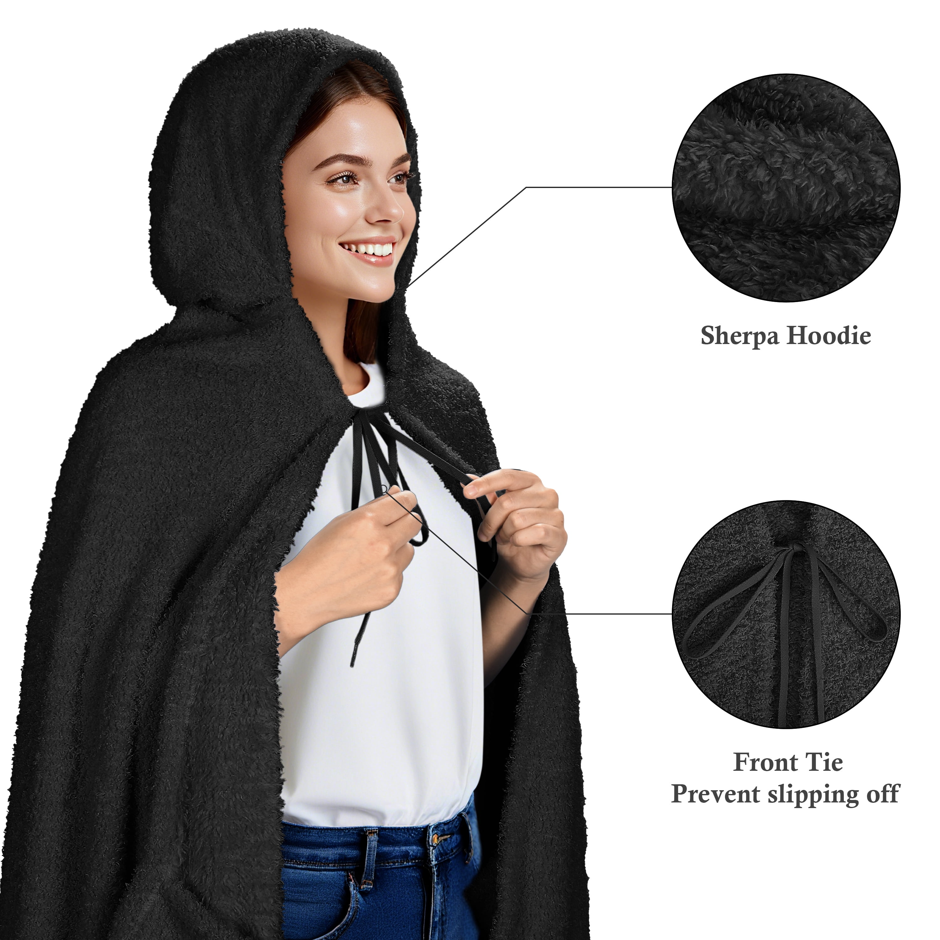 Catalonia Hooded Wearable Blanket Poncho for Adults, Lightweight Fleece Cape with Hand Pockets, Cozy Plush Throw Wrap for Women, Perfect for Lounging, Gifts Ideas