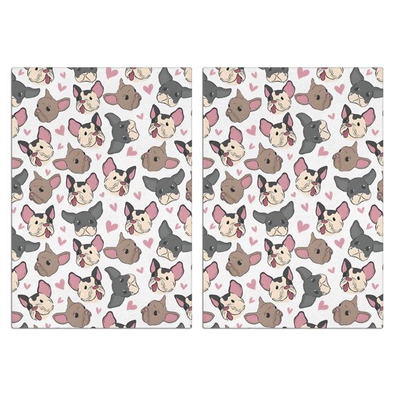 2 Pcs Funny Kitchen Towels,Bulldog Dog and Love Heart Microfiber Dish Towels,Kitchen Tea Towels,Kitchen Towel Set (18" X 26")