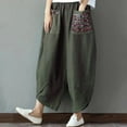 thumbnail image 2 of Wuxian Women'S Capris Pants Casual Summer Tie Dye Printed Wide Leg Breathable Comfortable Loose Trousers With Pockets Quickly Dry Baggy Trousers Stylish Joggers,Green,XXL, 2 of 9