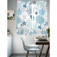 thumbnail image 4 of Summer Marine Life Sheer Curtains 2 Panels Set Watercolor Blue Coral Seaweed Ocean Fish Sheer Window Curtains Light Filtering Rod Pocket Voile Drapes for Bedroom Living Room 52"X72", 4 of 9