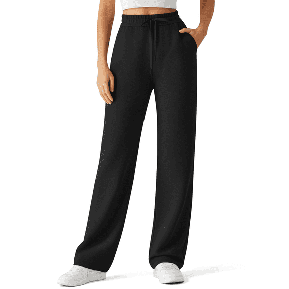 G4Free Waffle Wide Leg Casual Pants for Women – Comfy Sweatpants Lounge Pants with Pockets