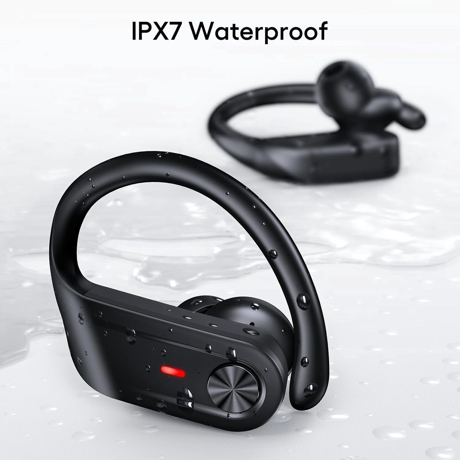 Bluetooth 5.4 Headphones Wireless Earbuds 80Hrs Playtime IPX7 Waterproof Digital Display Sport Ear Buds with Earhook Mic in-Ear Earphones Stereo Sound Earbud for Workout Running Exercise Gym
