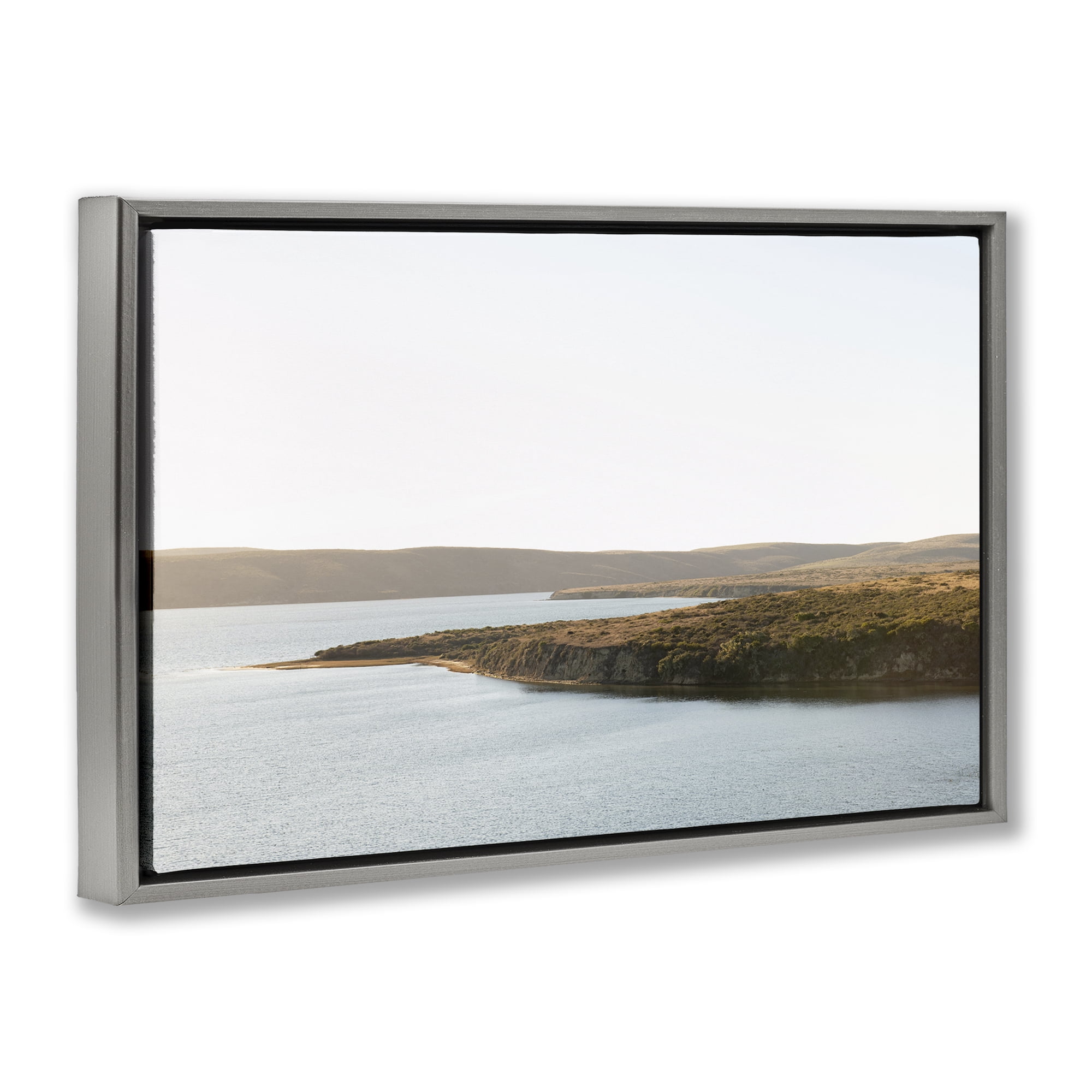 Stupell Industries Pacific Estuary Landscape Landscape & Nature Photography Gray Floater Framed Canvas Art Print Wall Art, 31 x 21