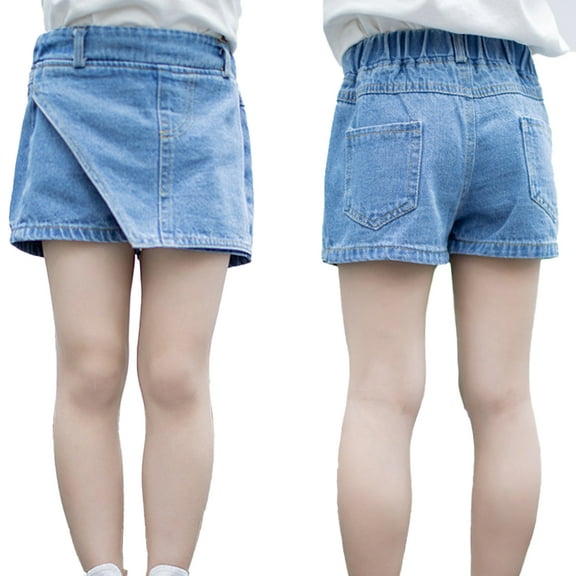 Nmmacb 3-12T Kids Graphic Jean Shorts Soft Summer Girls Shorts Comfort Baby Girls Clothing Bottoms Elastic Waist Demin Shorts