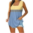 thumbnail image 2 of Square Neck Tank Tops for Women Dressy Loose Pleated Tunic Blouses Casual Colorblock 2024 Summer Sleeveless T-Shirts, 2 of 5