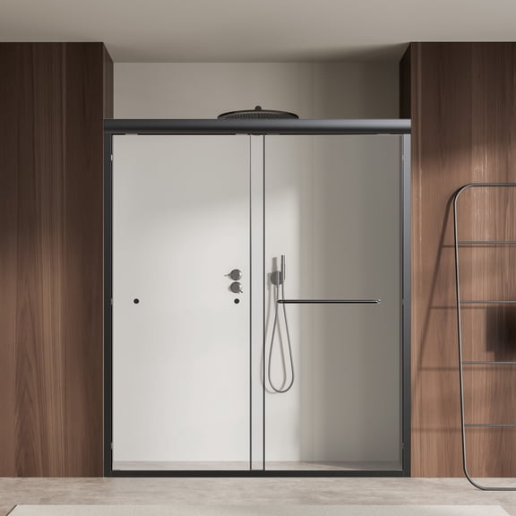 56-60" W x 70" H Semi-Frameless Double Sliding Shower Door, 1/4" Tempered Glass