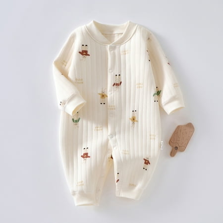 

DDWD Baby warm jumpsuit cotton newborn spring and autumn clothes baby autumn and winter three-layer thin cotton thin romper