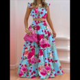thumbnail image 4 of Conjunto de 2 Piezas para Mujer: Top Corto con Tirantes Finos y Falda Larga con Volantes y Cintura Fruncida Flores Rosas S, 4 of 6