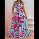 thumbnail image 4 of Conjunto de 2 Piezas para Mujer: Top Corto con Tirantes Finos y Falda Larga con Volantes y Cintura Fruncida Flores Rosas S, 4 of 6
