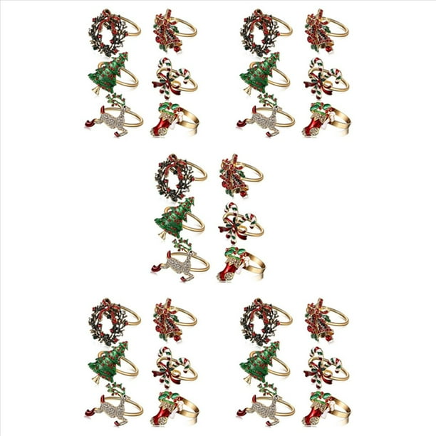 30 Piezas Servilleteros de Navidad Anillos de Servilletero de Navidad Anillos para Decoración de Mesa de Cena de Fiesta Navideña
