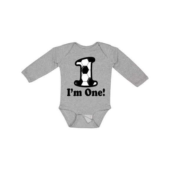 Inktastic First Birthday Soccer 1 Year Old Boy Boys or Girls Long Sleeve Baby Bodysuit