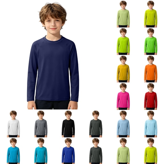 LYHaoo Boys Long Sleeve Swim Shirt Summer Beach Sun Rash Guard For Kids Solid Color,Boys Swimming Shirts 3-4 Years