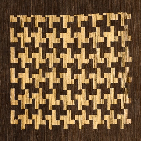 Ahgly Company Indoor Square Abstract Brown Modern Area Rugs, 3' Square
