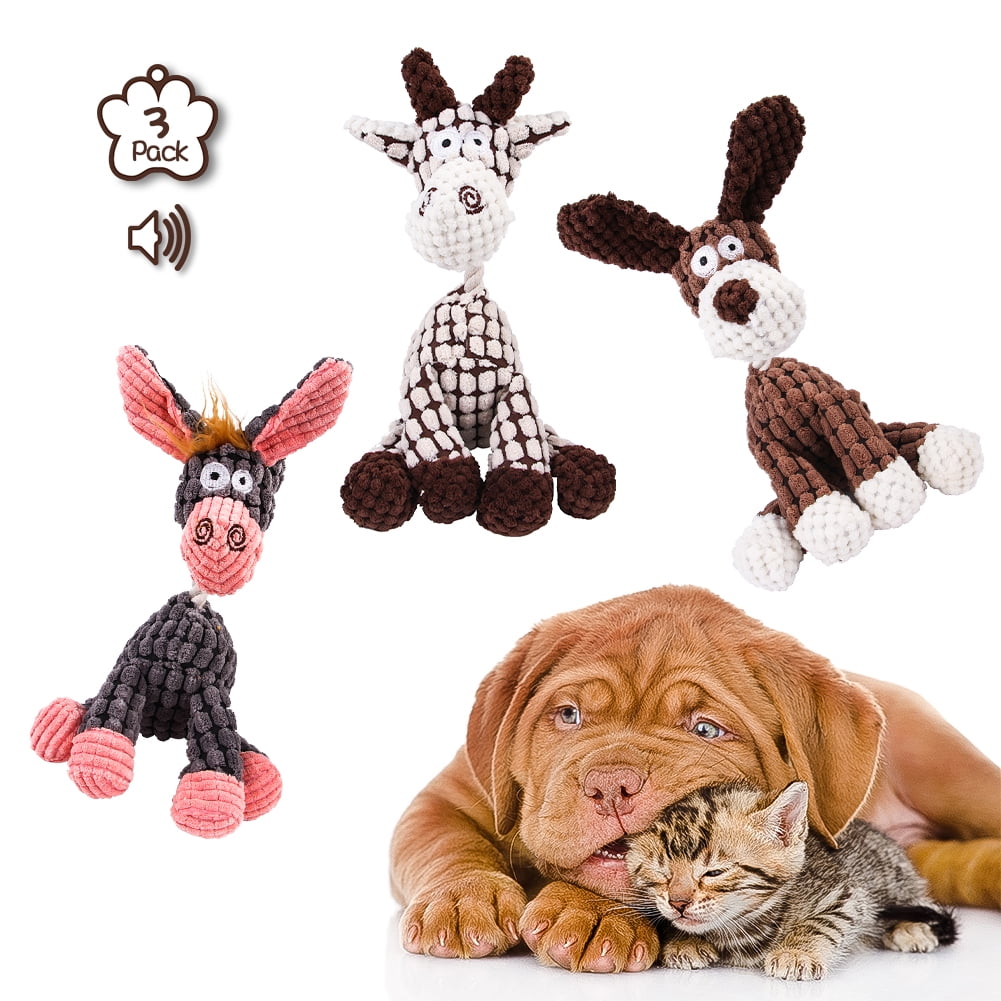 Kepooman 3 Pcs Puppy Squeaky Plush Toys Set for Dog, Cartoon Donkey Shaped Kepooman 3 Pcs Puppy Squeaky Plush Toys Set for Dog, Cartoon Donkey Shaped