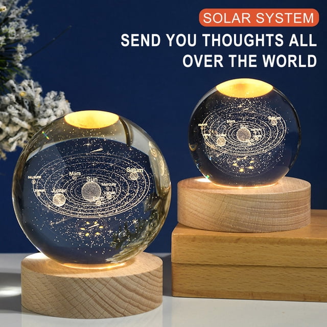 Fiudx Bola de Cristal Planetaria Brillante, Diseño de Galaxia de Astronauta, Luz Nocturna Rgb Cálida, Lámpara de Noche con Alimentación Usb, Elegante Decoración para El Hogar, Idea de Regalo Única, T