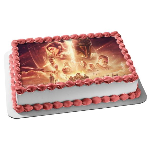 The Mandalorian Poster Mando Bounty Hunter Star Wars Baby Yoda The Child Edible Cake Topper Image Abpid Walmart Com Walmart Com
