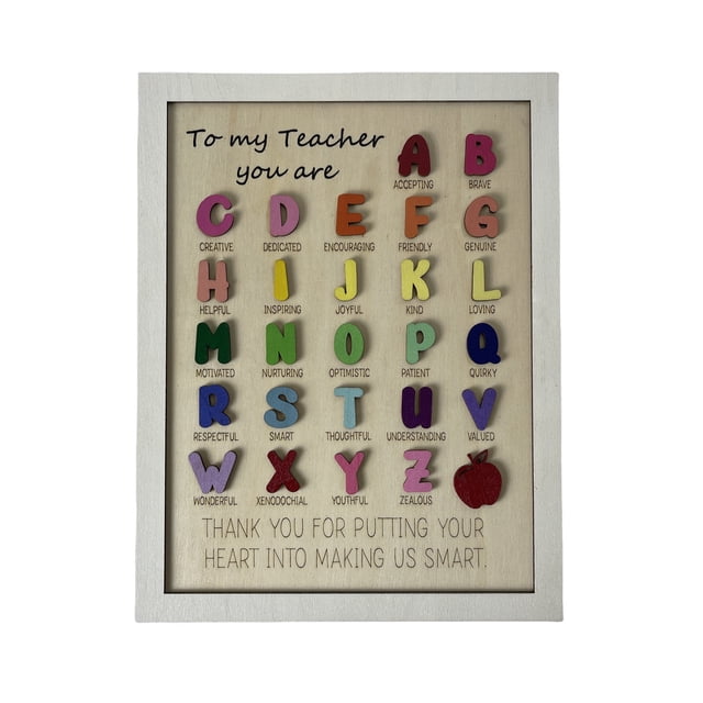 Gifts for Women Personalized Teacher Appreciation Gift Customized Alphabet Teacher Logo Motivating Teacher Plaque Thank You for Your Efforts In Making Us Smart and Motivated Birthday Gifts for Women