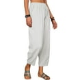 thumbnail image 2 of Blotona Women's Casual Cotton Linen  Wide Leg Long Straight Leg Elastic High Waist Ankle Length Pants Baggy Trousers with Pocket, 2 of 5