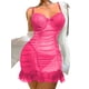 thumbnail image 2 of Verano Mujeres Ver-Through Malla Sheer Slim Vestidos Sexy Cadera Envoltura Envuelto Vestido Corto Sling Nituyy Vestido vaporoso plisado multicolor de mujer, 2 of 5