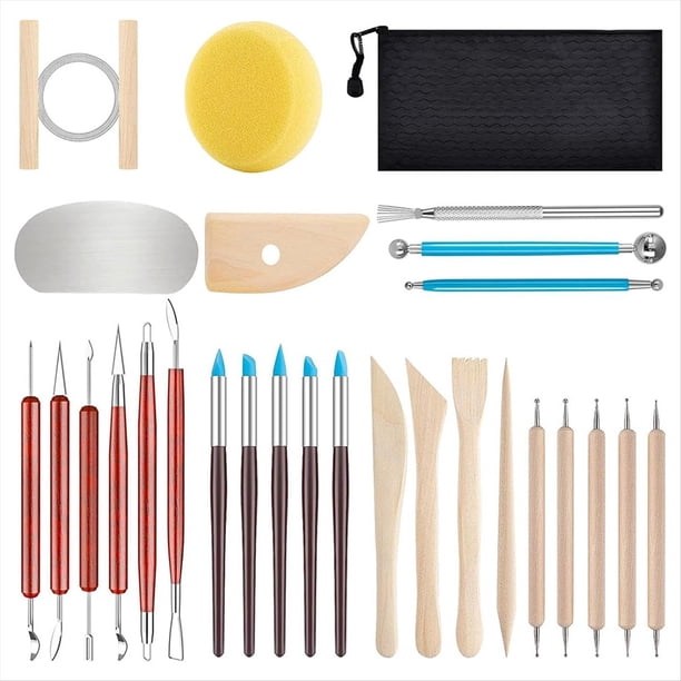 Kit de Herramientas de Arcilla, 28 Piezas de Herramientas de Cerámica, Herramientas de Arcilla Polimérica, Juego Herramientas de Arcilla Al Aire para Niños, Adultos, Dibujo