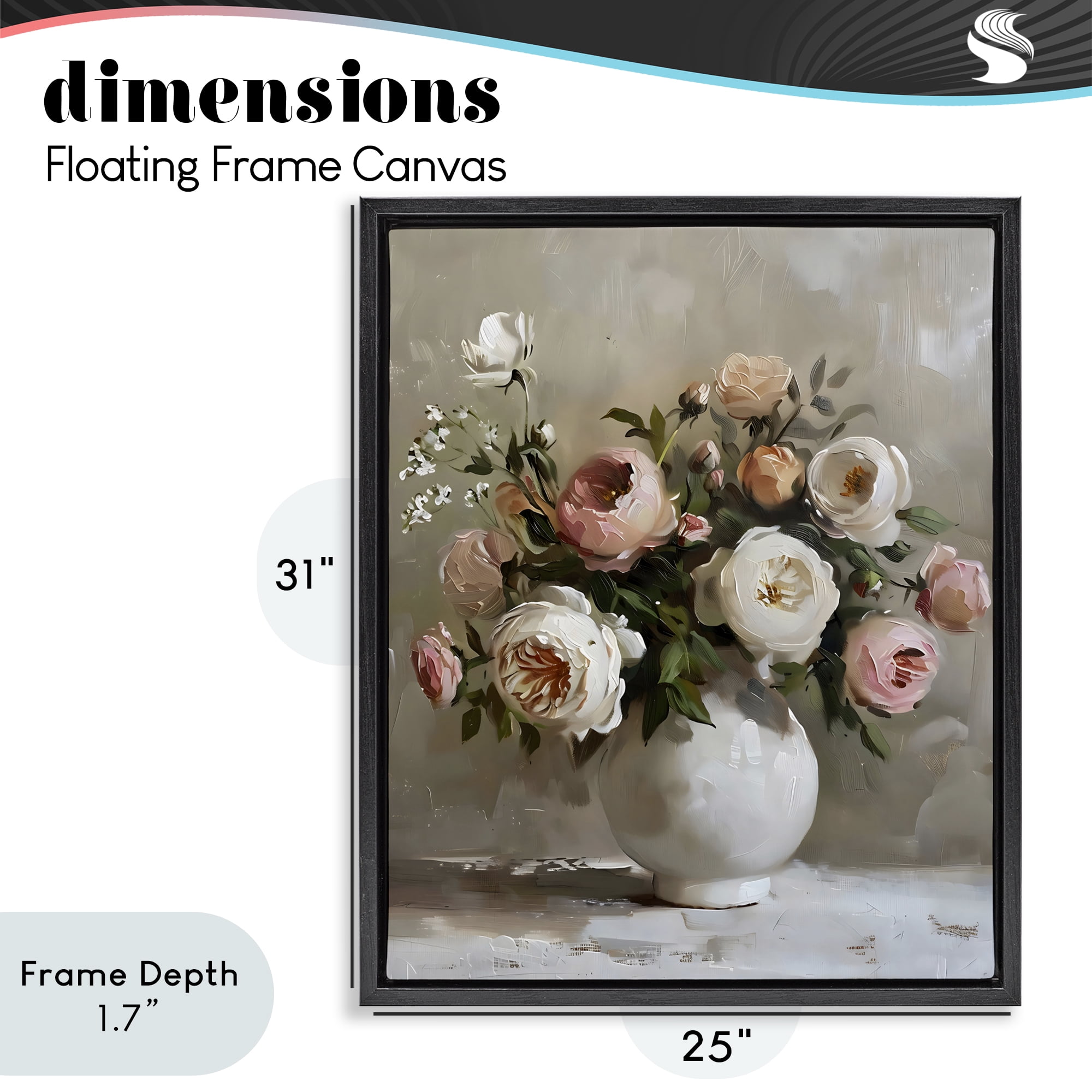 Stupell Industries Peony Blooms Bouquet Vase Black Framed Floater Canvas Wall Art, design by Creative Studio