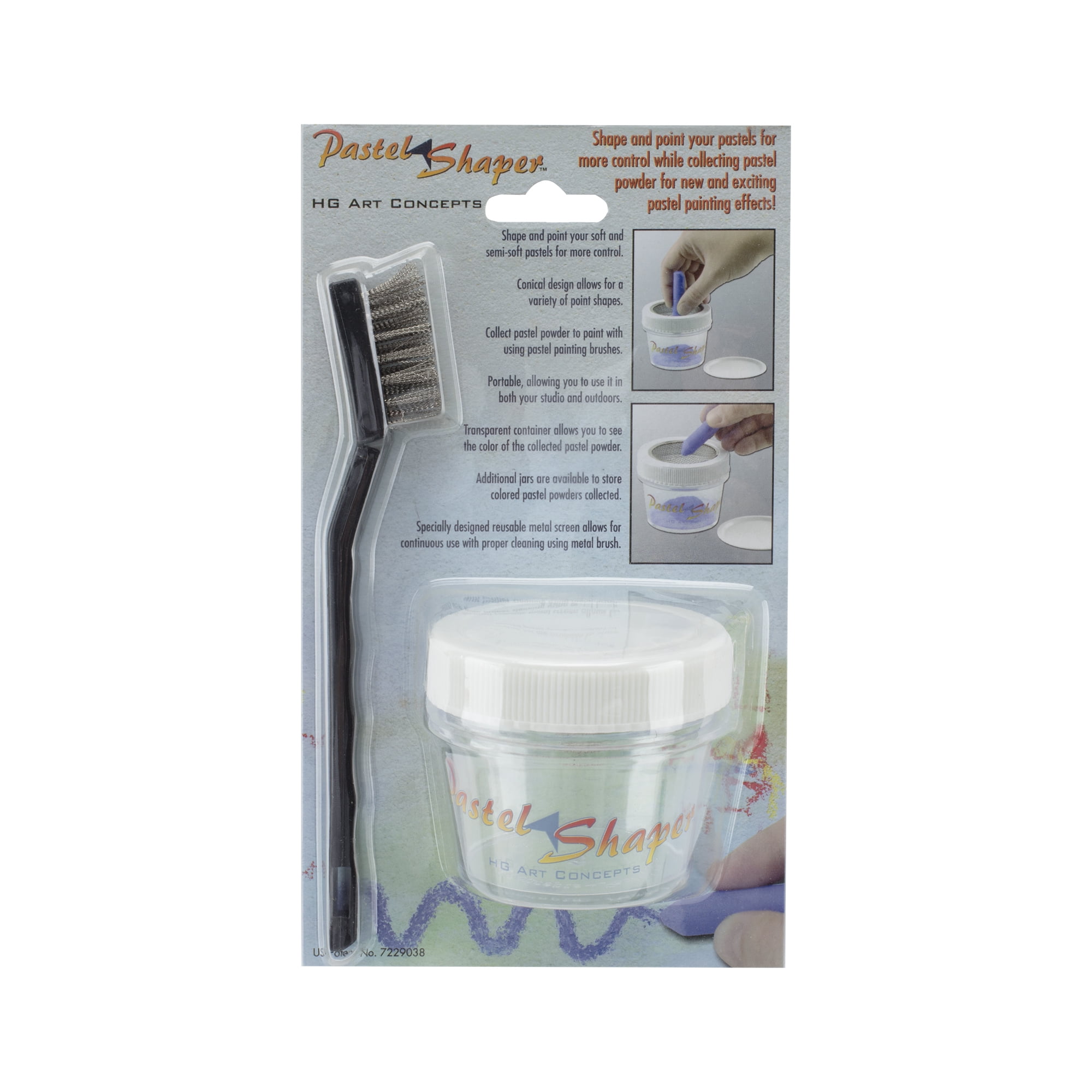 Pastel Sharpener & Shaper With Storage Jar Shapes Soft Pastels To A Point Or Shape - Complete Set With Wire Brush, Mesh Funnel & Storage Jars