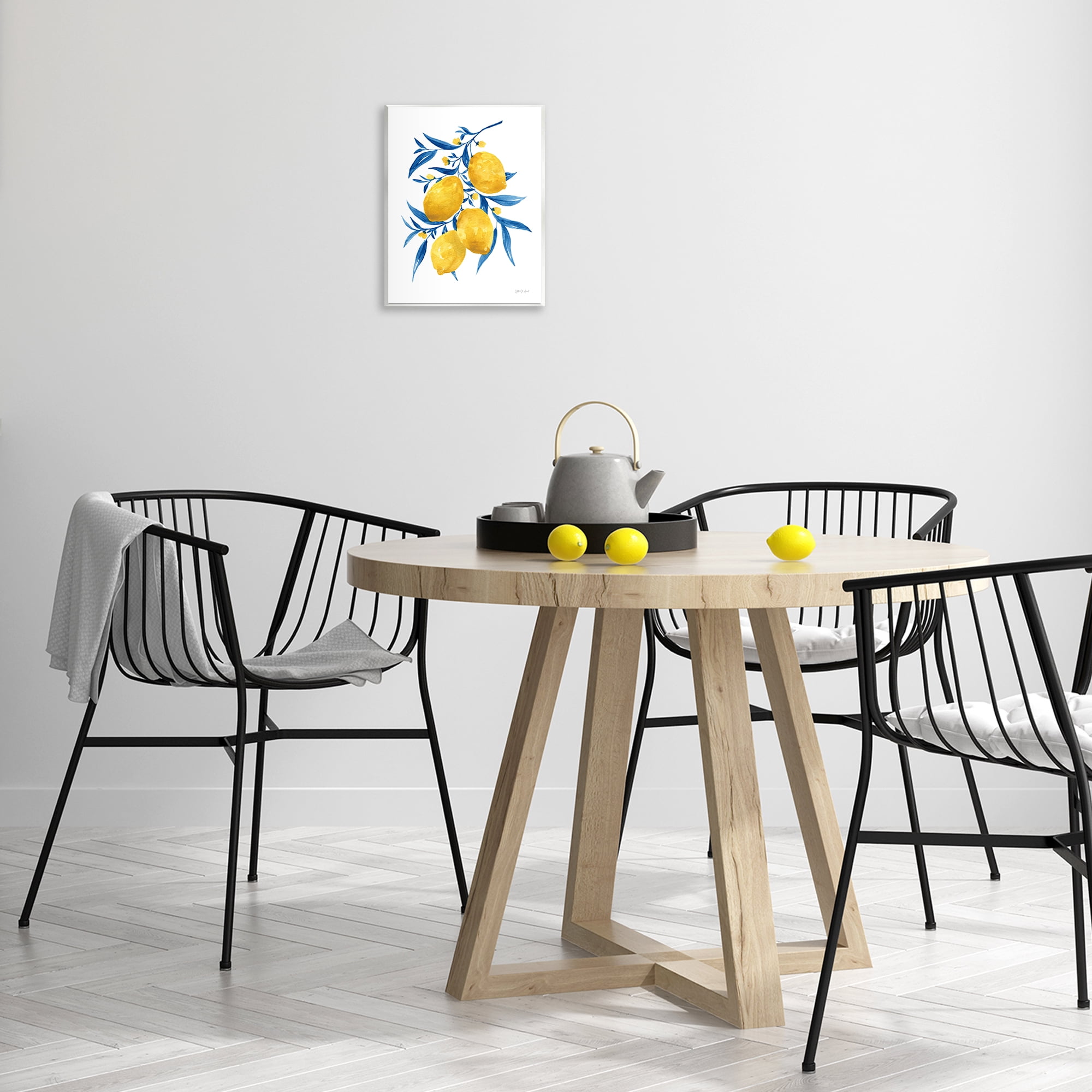 Stupell Industries Blue Leaf Lemons Food & Beverage Painting Unframed Art Print Wall Art, 11 x 14