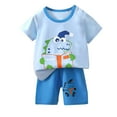 thumbnail image 3 of Summer Savings!Summer Toddler Kids Clothing Set Shirt and Short Pants Set Boys Girls Printed Round Neck 2 Piece Outfits Children's Casual Set 2 Years Light Blue, 3 of 4