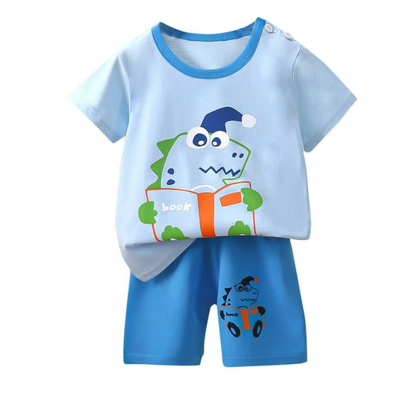 YABCSAZ Toddler Baby Boys Girls Summer Clothes Set Short Sleeve Round Neck Graphic Print T-Shirts with Shorts Two Pieces Cute Kids Outfits Set Size 2 Years Summer Saving Clearance!
