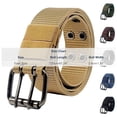 thumbnail image 3 of Jessboyy Canvas Belt for Men Double Prong Buckle Webbing Belts Stretchy Mens Belts for Hiking Outdoor Work Gray,Free Size, 3 of 7