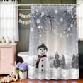 thumbnail image 6 of Snowman Christmas Shower Curtain Set with Hooks, Gray Winter Snow Scenery Waterproof Fabric Bathroom Curtains Decor Home Accessories,72 X 72 Inch Long, 6 of 9