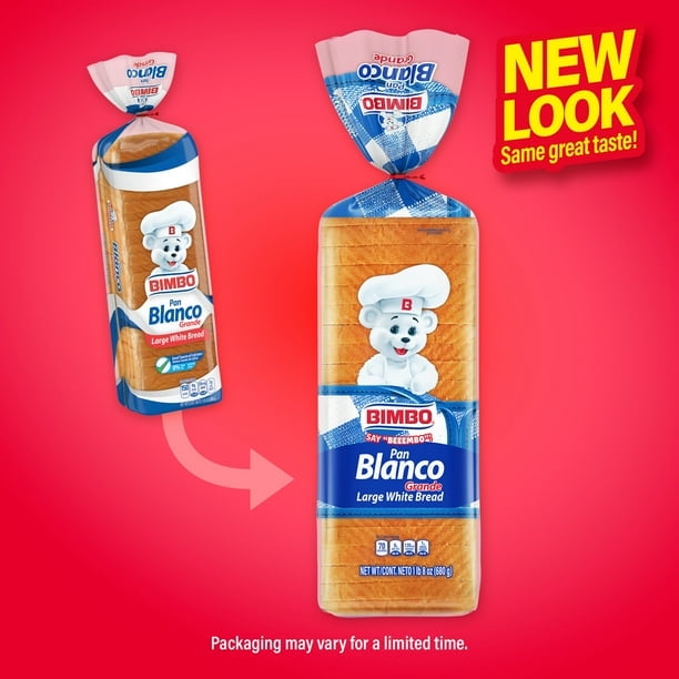 Bimbo Pan Blanco Grande Plain Bread, 24 oz, White Bread, Bag (Pack of 2)