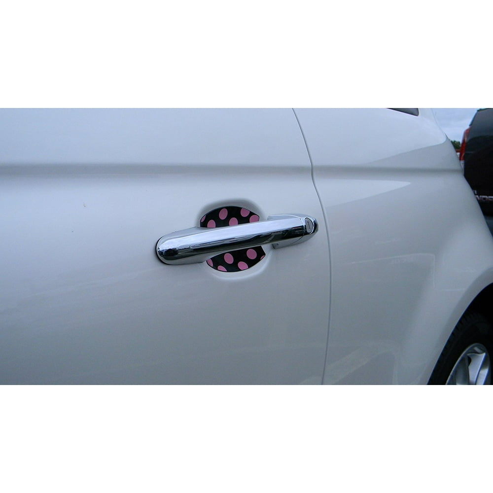 BLACK AND PINK POLKADOT AUTO ACCESSORY CAR DOOR HANDLE SCRATCH COVER