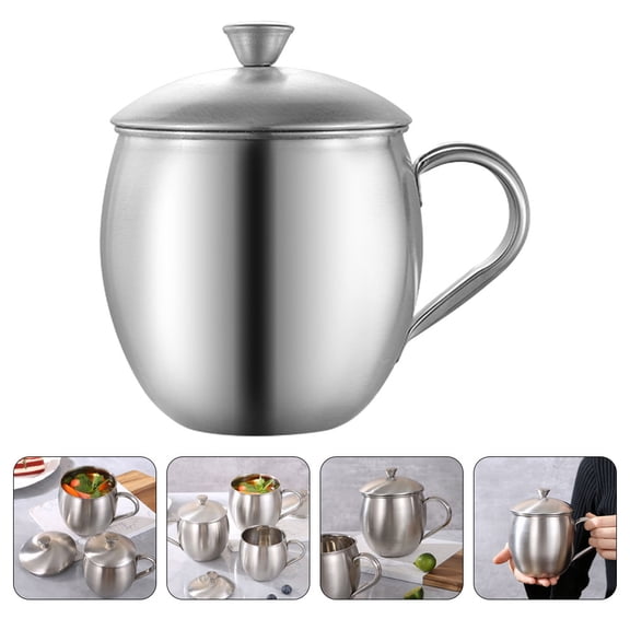 ibasenice 1 Set Stainless Steel Coffee Cup Family Use Desktop Water Cup Simple Design Back to School