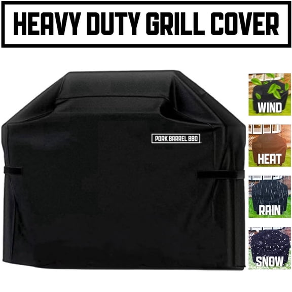 Pork Barrel BBQ Heavy Duty Gas Grill Cover - Waterproof 58 Inch Outdoor BBQ Grill Cover for Blackstone & Weber Grills