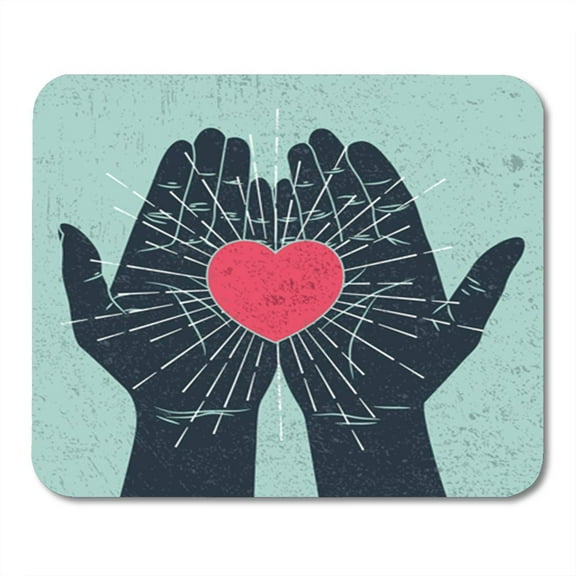 SIDONKU Silhouette Hand Holding Heart Symbol Sunburst on Vintage Family Trust Mousepad Mouse Pad Mouse Mat 9x10 inch