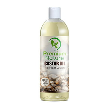 Castor Oil 16 oz - Carrier Oil, Stimulates Hair Growth, Conditions Hair, Heals Inflamed Skin, Nourishes & Moisturizes Skin, Fades Blemishes - By Premium (Best Natural Oils To Stimulate Hair Growth)