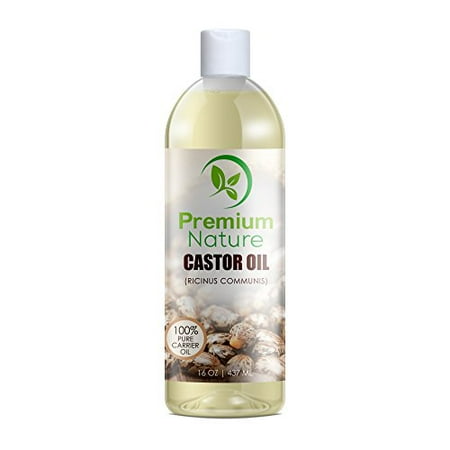 Hair Gro Oil - Castor Oil 16 oz - Carrier Oil, Stimulates Hair Growth, Conditions Hair, Heals Inflamed Skin, Nourishes & Moisturizes Skin, Fades Blemishes - By Premium Nature