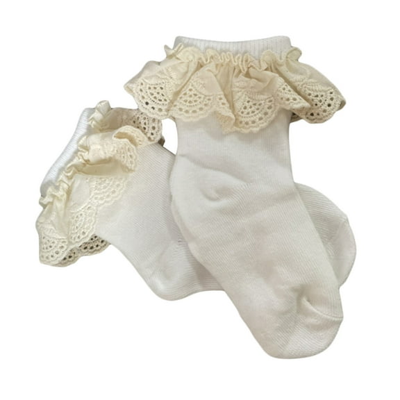 Baby Girls Ruffle Socks Cute Eyelet Lace Frilly Princess Dress Cotton Socks for Kids Toddler Girls