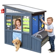 Wooden Play House for Kids , SHINPT Kids Outdoor Playhouse with Doorbell, Simulation Tool Kits, Kids Playhouse with Roller Shutter Door, Kids Outdoor Play Equipment for Lawn, Casa Para Niñas