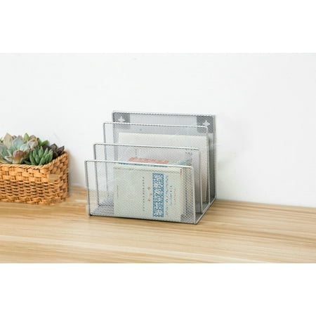 - Pro Space Wall Mount File Folder Vertical Mail Sorting Organizer Book Display Stand with 3 Tier, Silver
