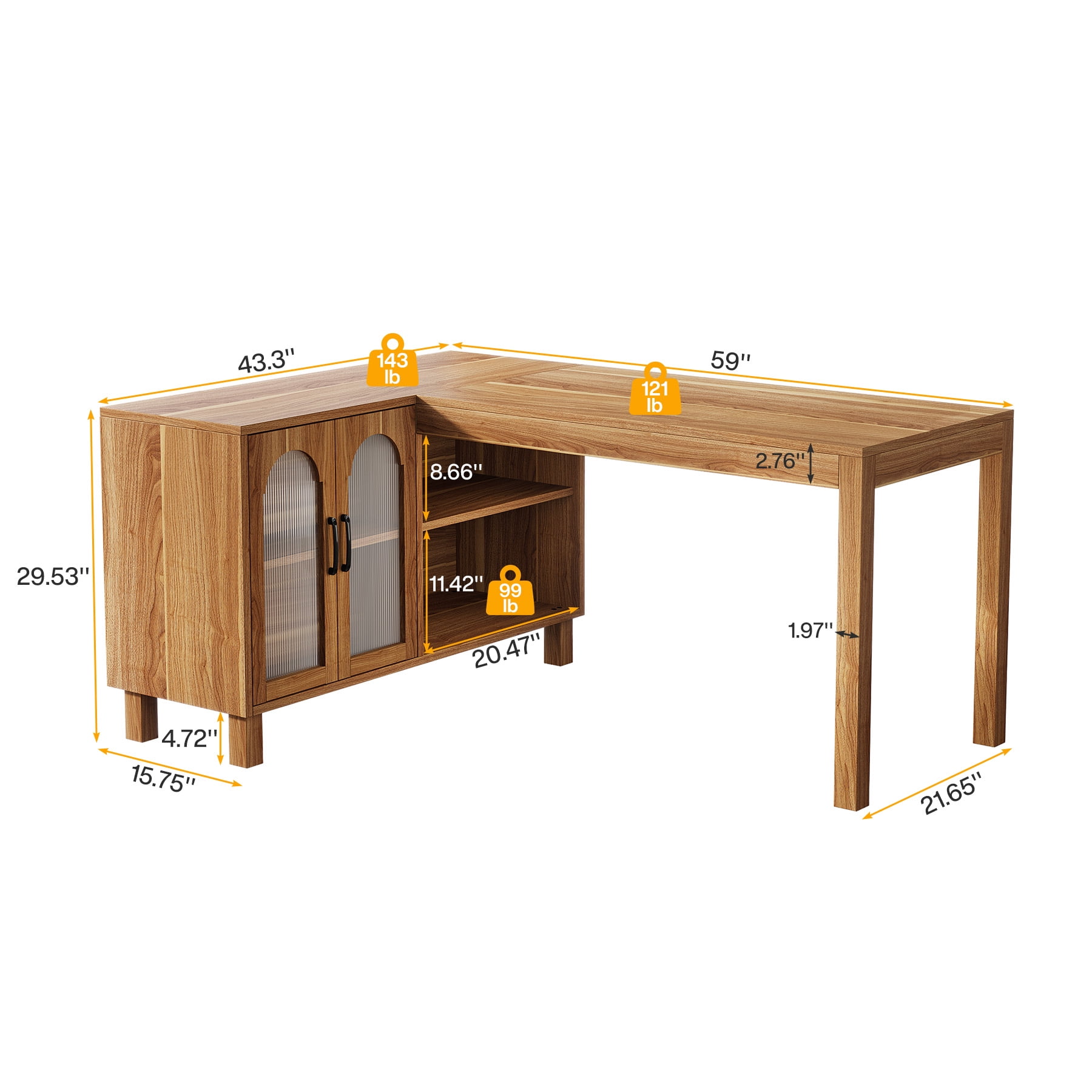 Tribesigns L Shaped Desk with Storage Cabinet, 59-Inch Corner Computer Desk, Home Office Desk with Storage Shelves, Corner Desk for Gaming, Writing, Working, Study, Easy to Assemble (Brown)