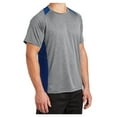 thumbnail image 4 of Mens Heather Colorblock Contender Polyester Tee Vintage Heather/ True Royal XS, 4 of 8