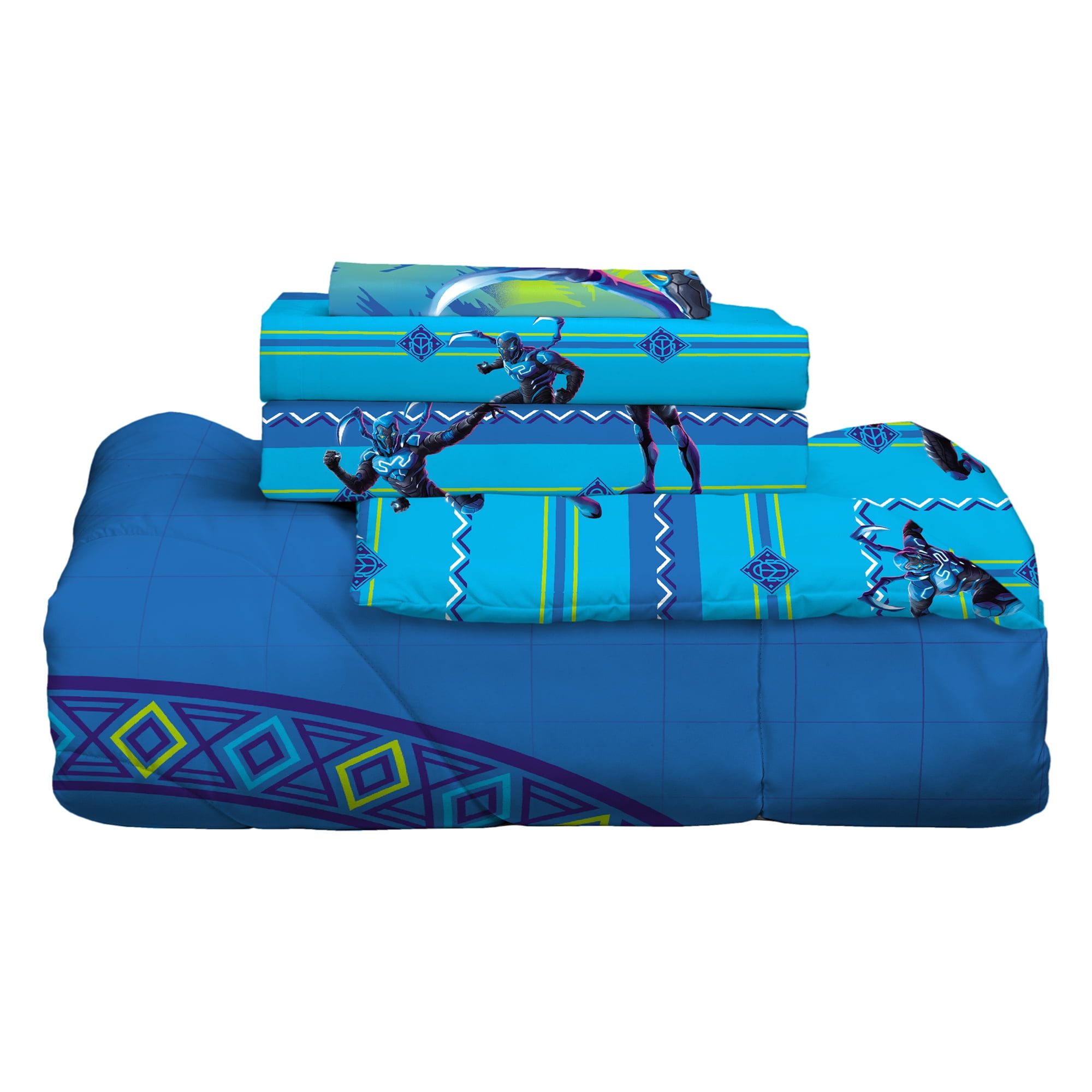 Blue Beetle Kids Twin Bed-in-a-Bag, Comforter and Sheets, Blue, Warner Brothers