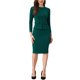 thumbnail image 1 of Vestido de trabajo ajustado de peplum para mujer INSPIRE CHIC, cuello redondo, de manga larga, cintura alta, midi, XS, verde oscuro, 1 of 6