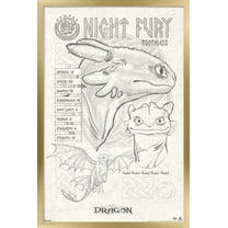 How To Train Your Dragon (2025) - Toothless Illustration Wall Poster, 14.725" x 22.375" Framed