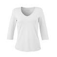 thumbnail image 1 of Playera George para Mujer, Cuello V, Manga 3/4 Blanco Talla CH, 1 of 4